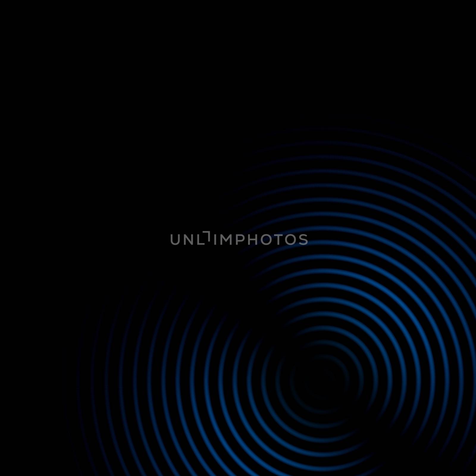 Abstract sound waves oscillating blue on black background
