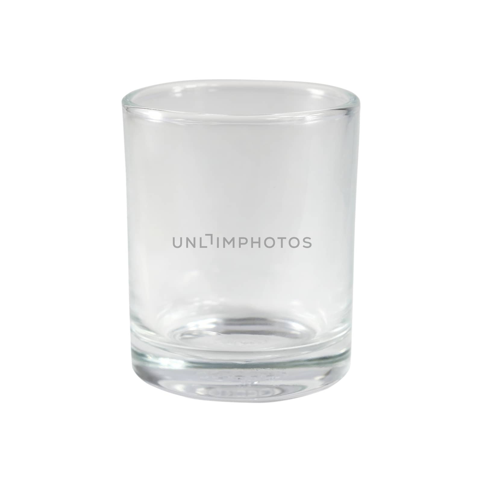 Empty small glass isolated on white background, selective focus