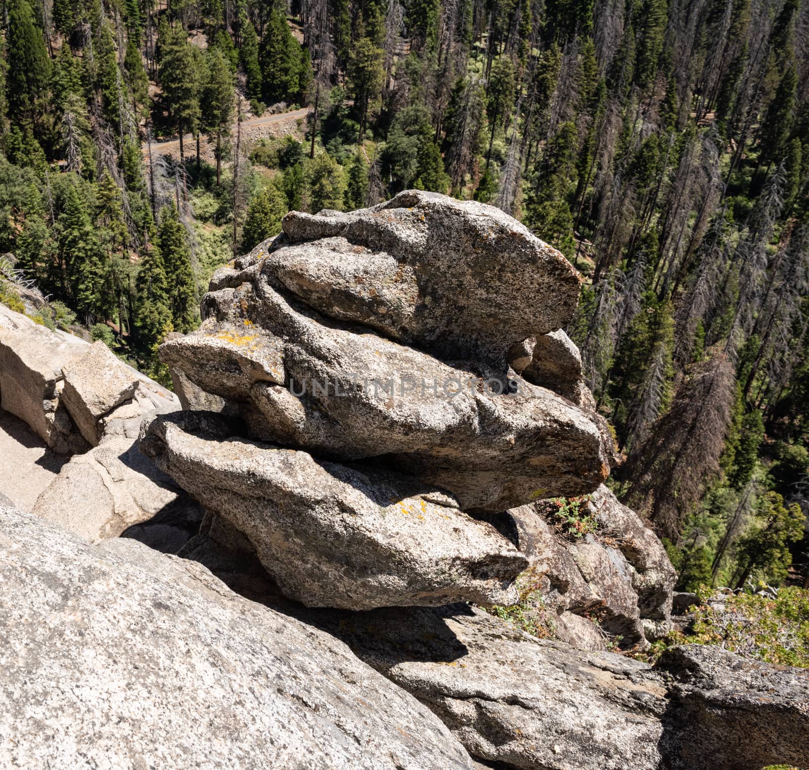 Granite boulder on Moro Rock in Sequoia National Park, California