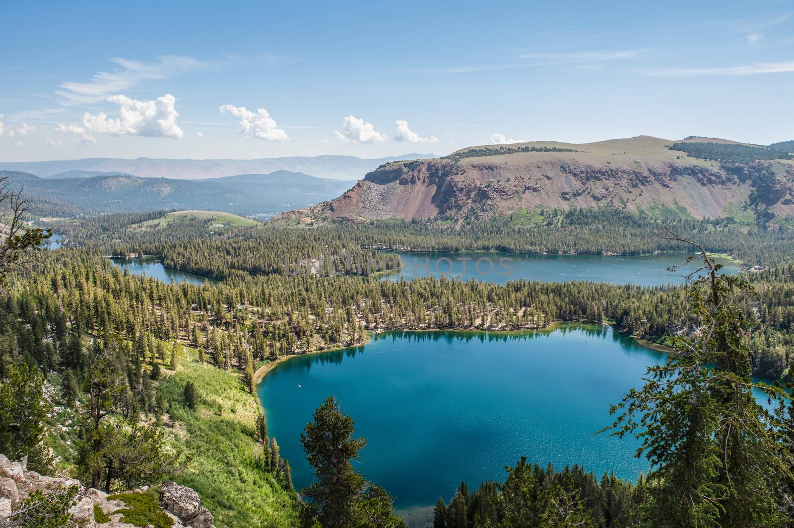 Overlooking Lake Mamie, Mary, and George with Twin Lakes in the distance, Mammoth Lakes, California by Njean