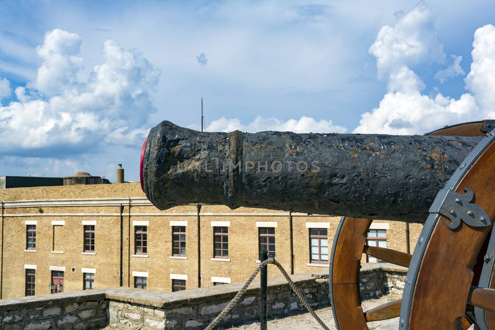 Medieval cannon in the old fortress of Corfu town at Greece.