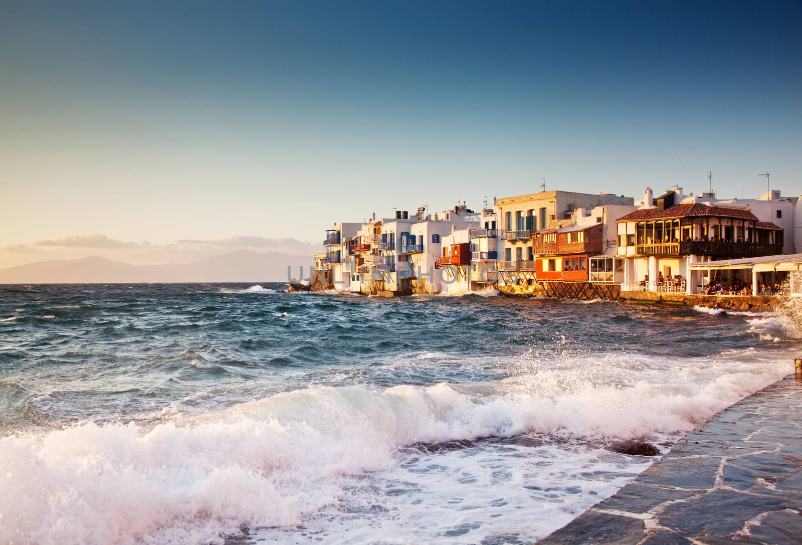 little venice at sunset, mykonos, Greece - luxury travel destiation - greek islands
