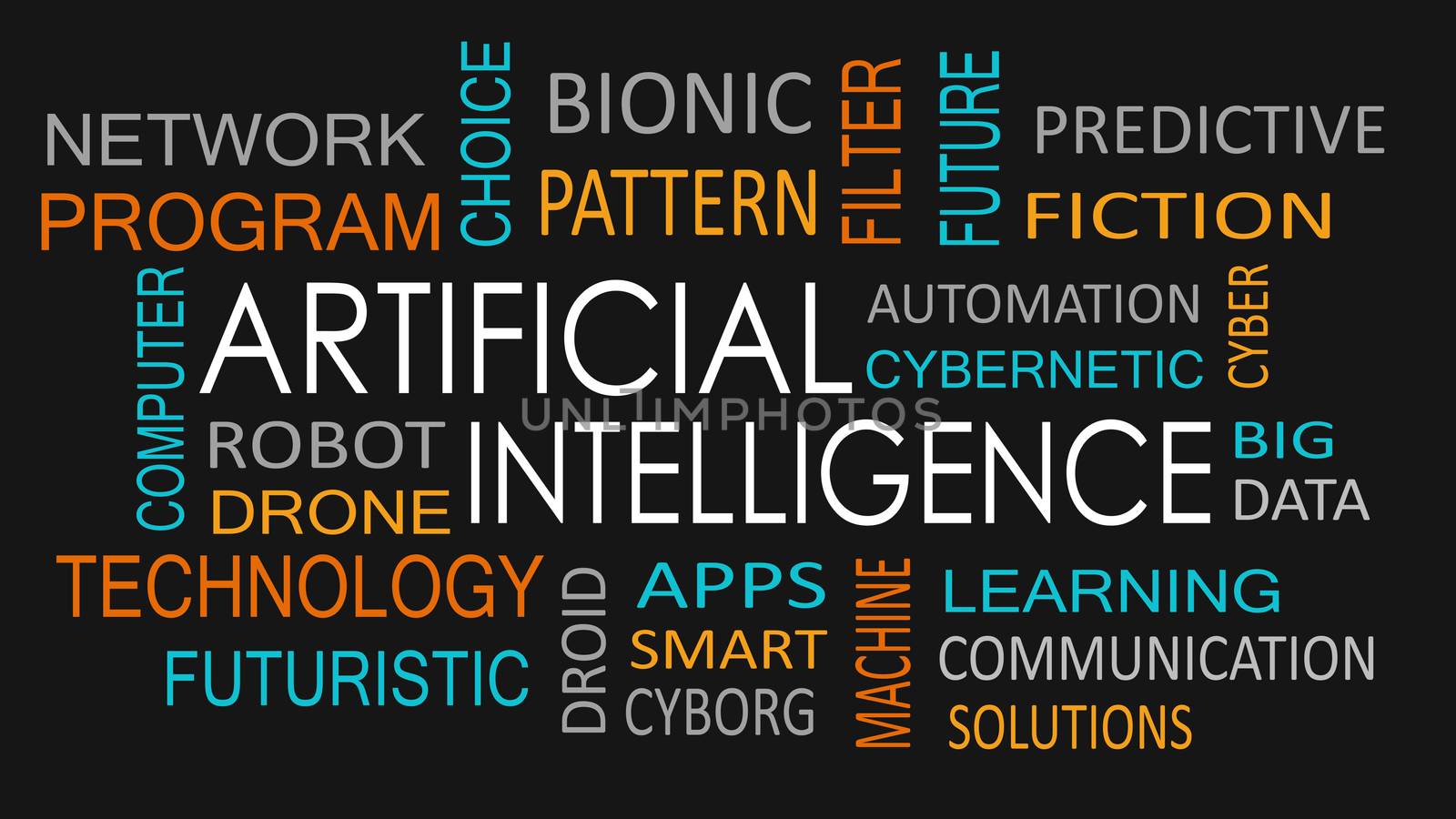 Artificial intelligence word cloud concept. by dacasdo