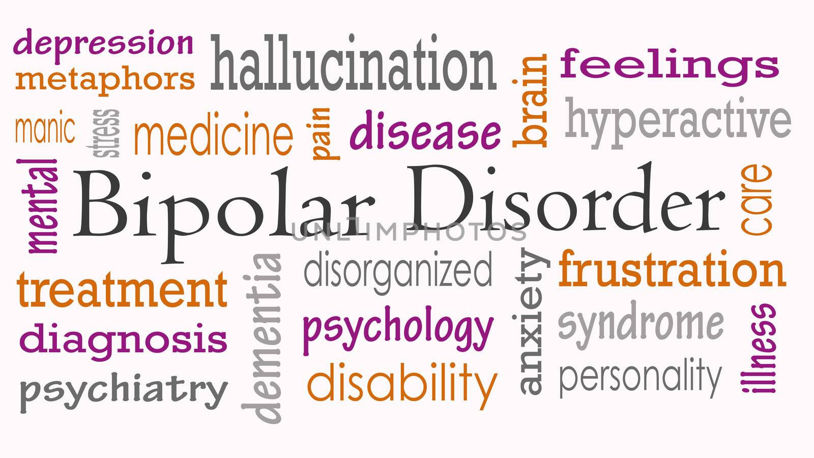 Bipolar disorder word cloud concept - Illustration
