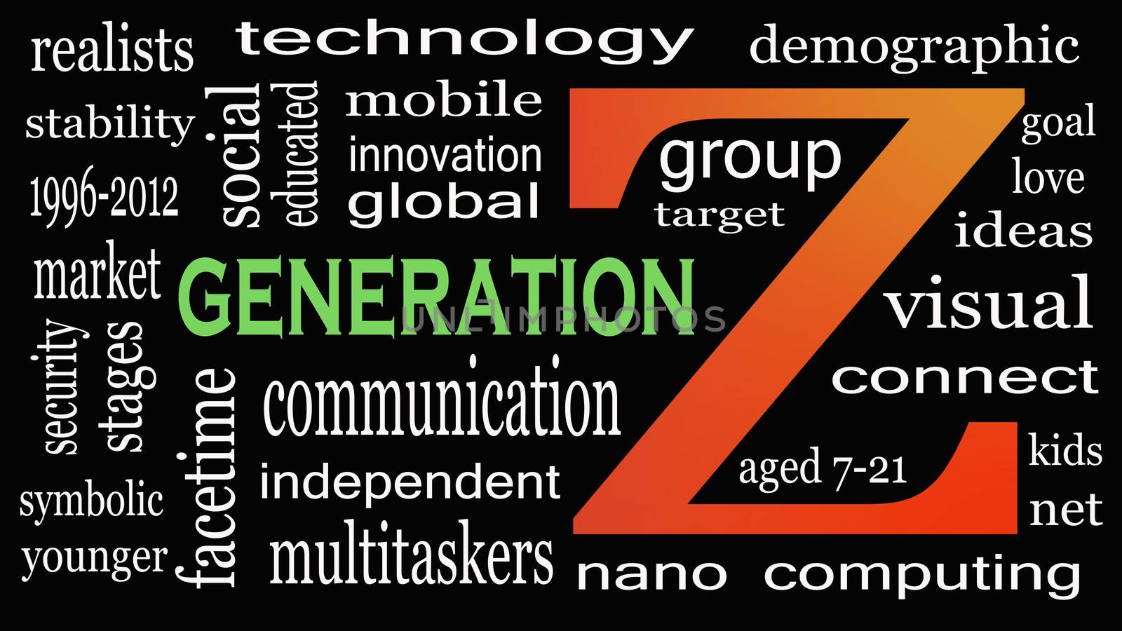 Generation Z in word collage. Marketing and targeting concept by dacasdo