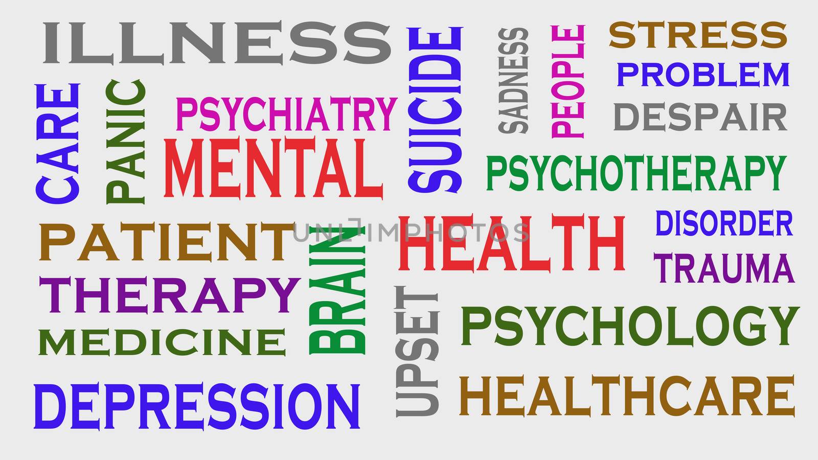 Mental health word tag cloud. Medical Concept. by dacasdo
