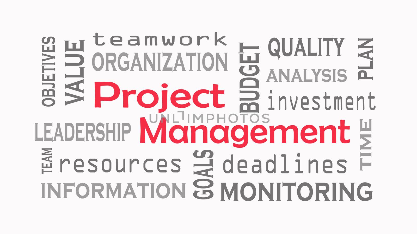 Project Management word cloud concept on white background. by dacasdo