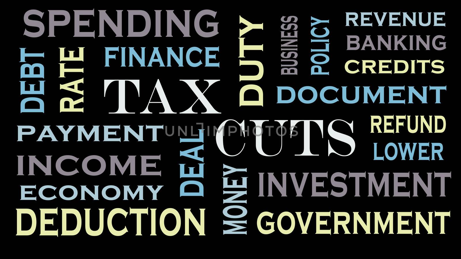 Tax cuts word cloud, text design. Business and financial concept by dacasdo