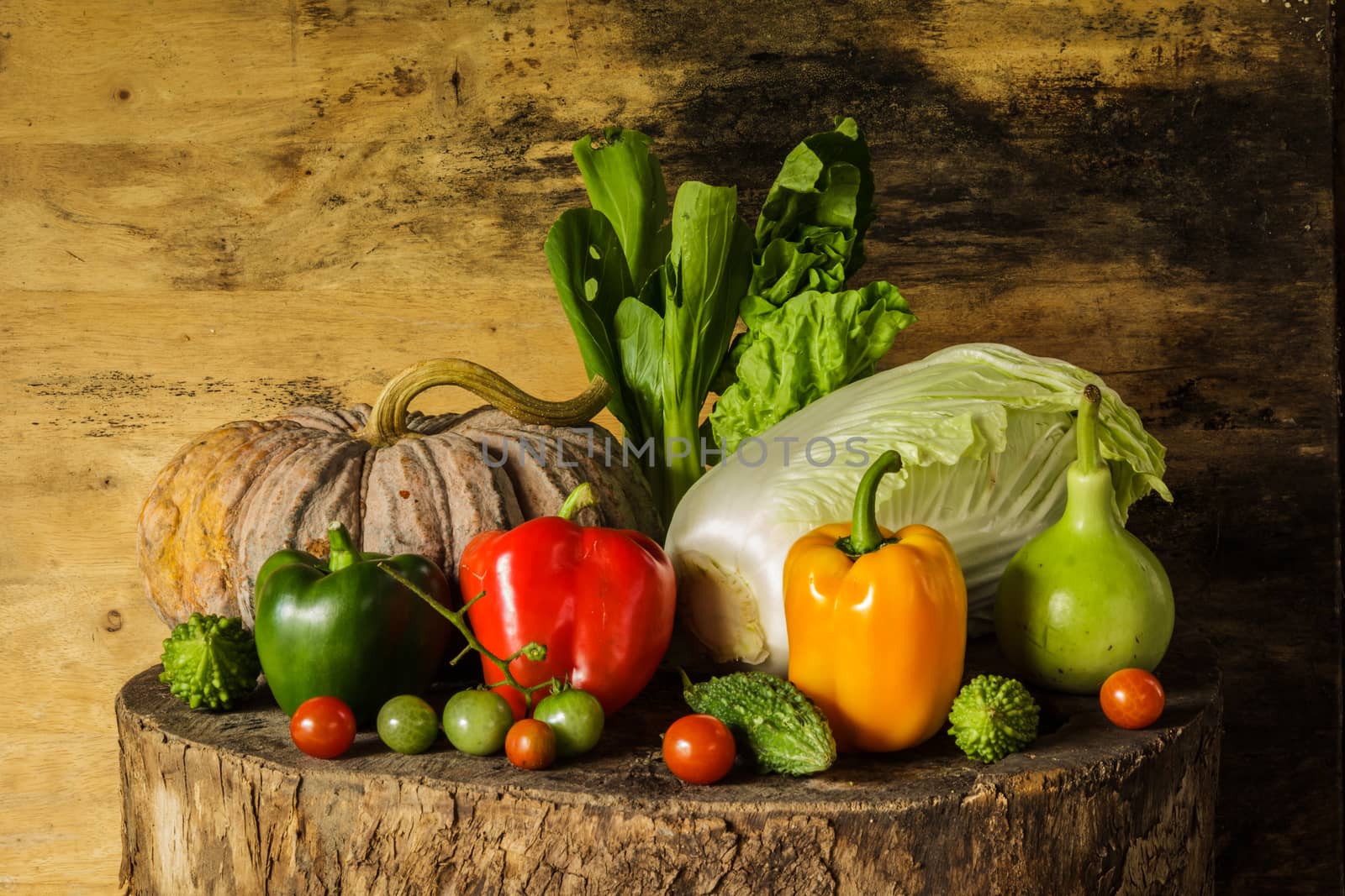 still life Vegetables and fruits as ingredients in cooking.