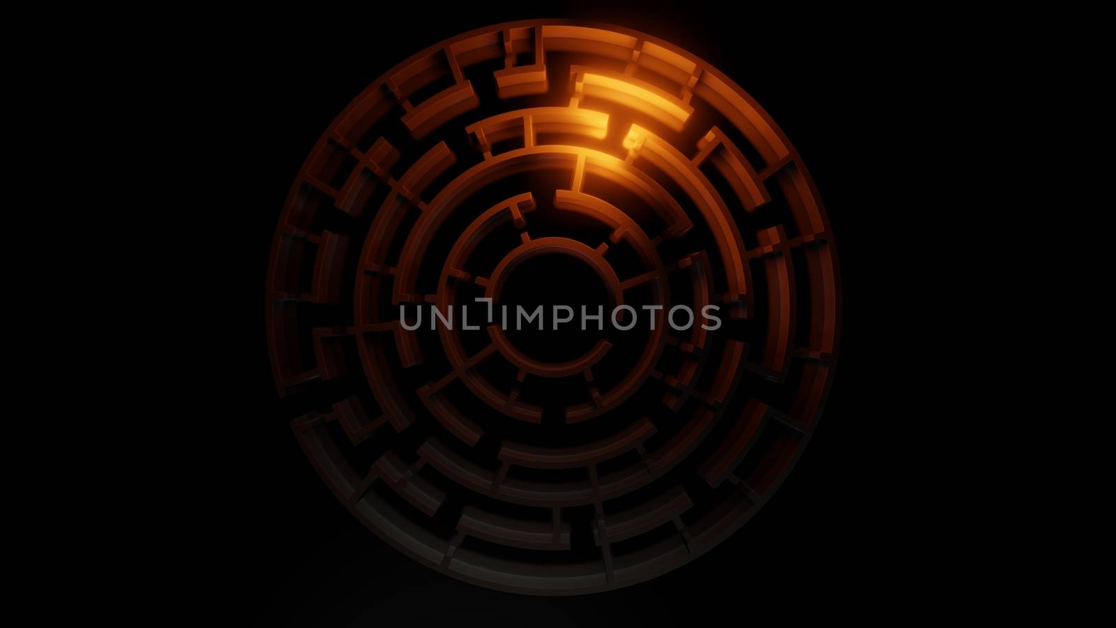 3D circular maze with a bright red flash by cherezoff