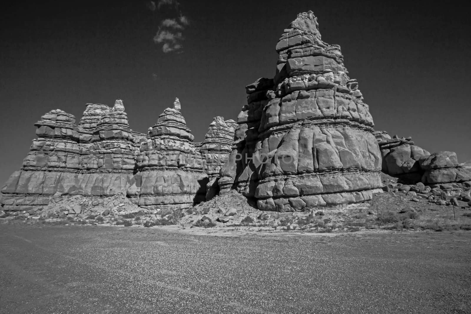 These strange, and unnamed  sandstone formations occur over a wide area between the San Rafael Swell and route 24 in Utah, USA.