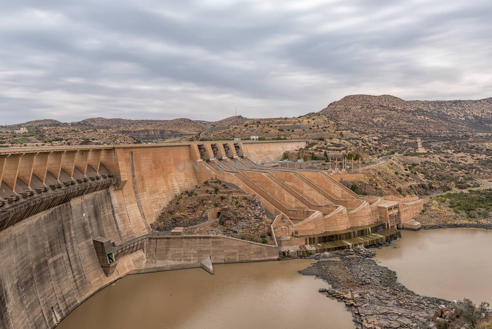 Wall of the Vanderkloof Dam in the Orange River on the border of the Free State and Northern Cape Provinces