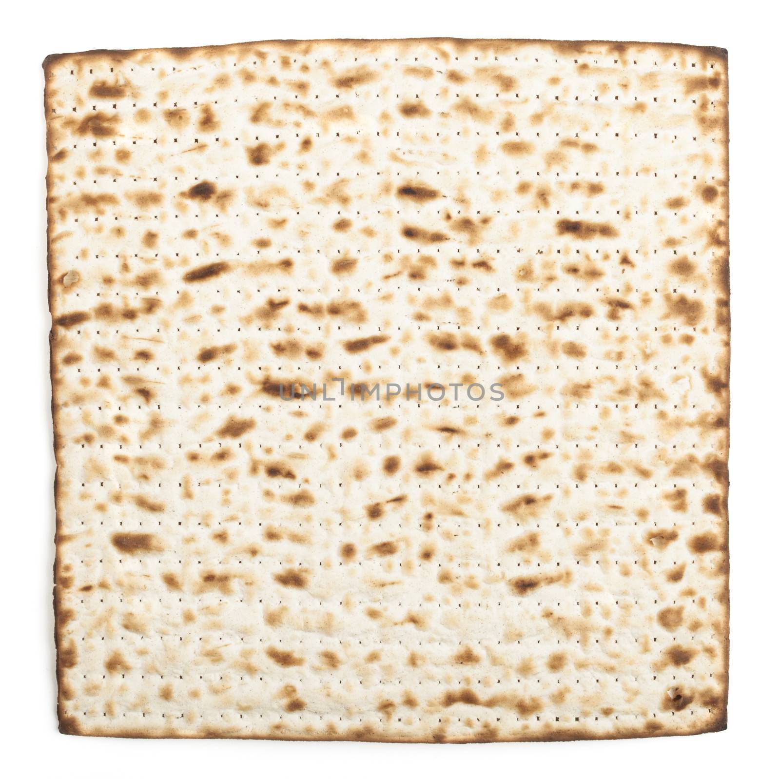 Pesach jewish traditional textured Matza bread substitute isolated on white background