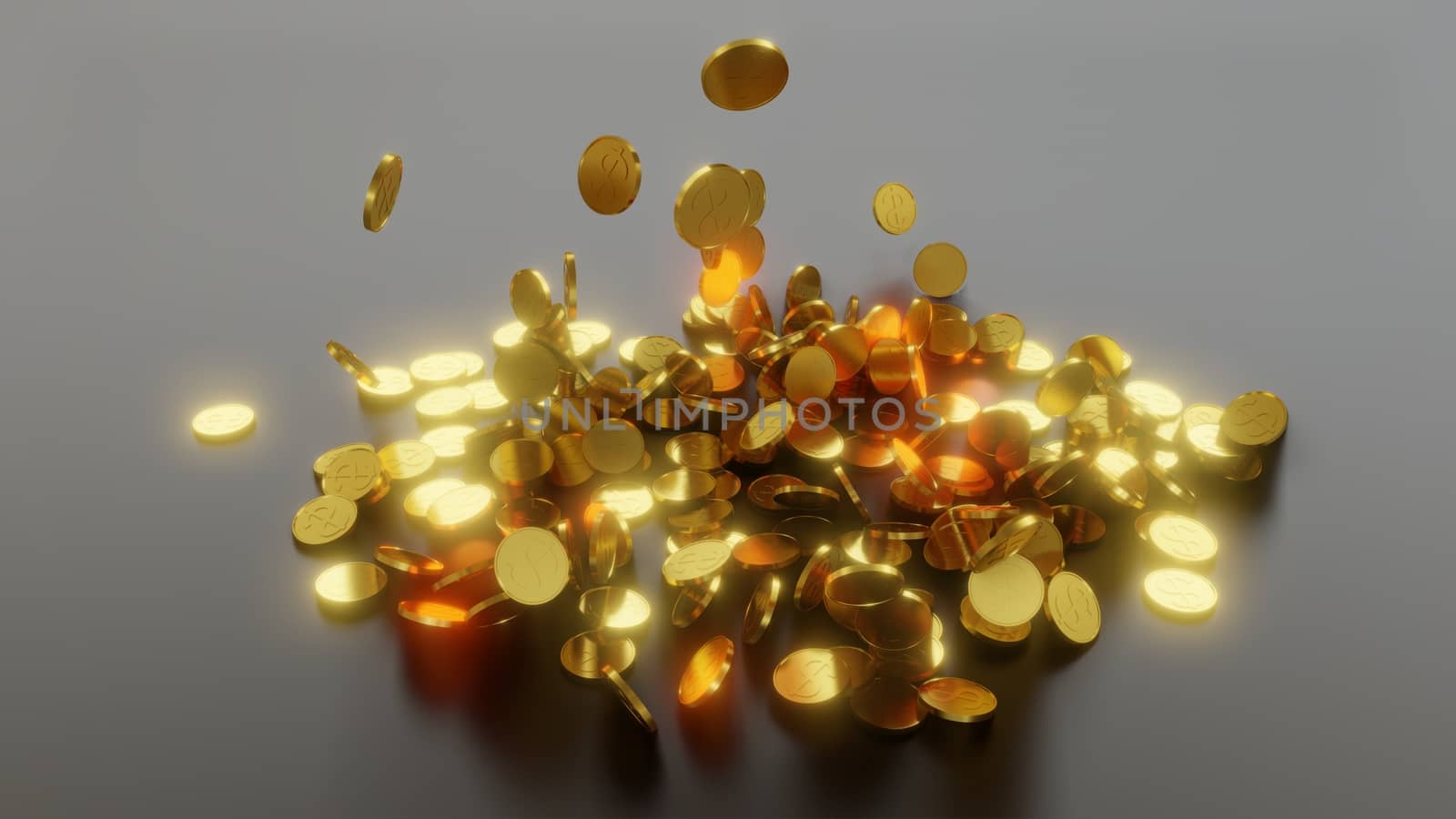 Falling gold coins. The concept of success by cherezoff