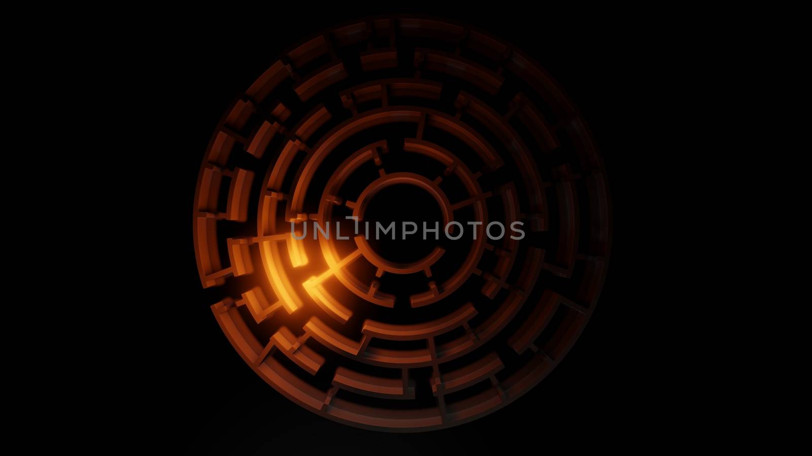 3D circular maze with a bright red flash by cherezoff