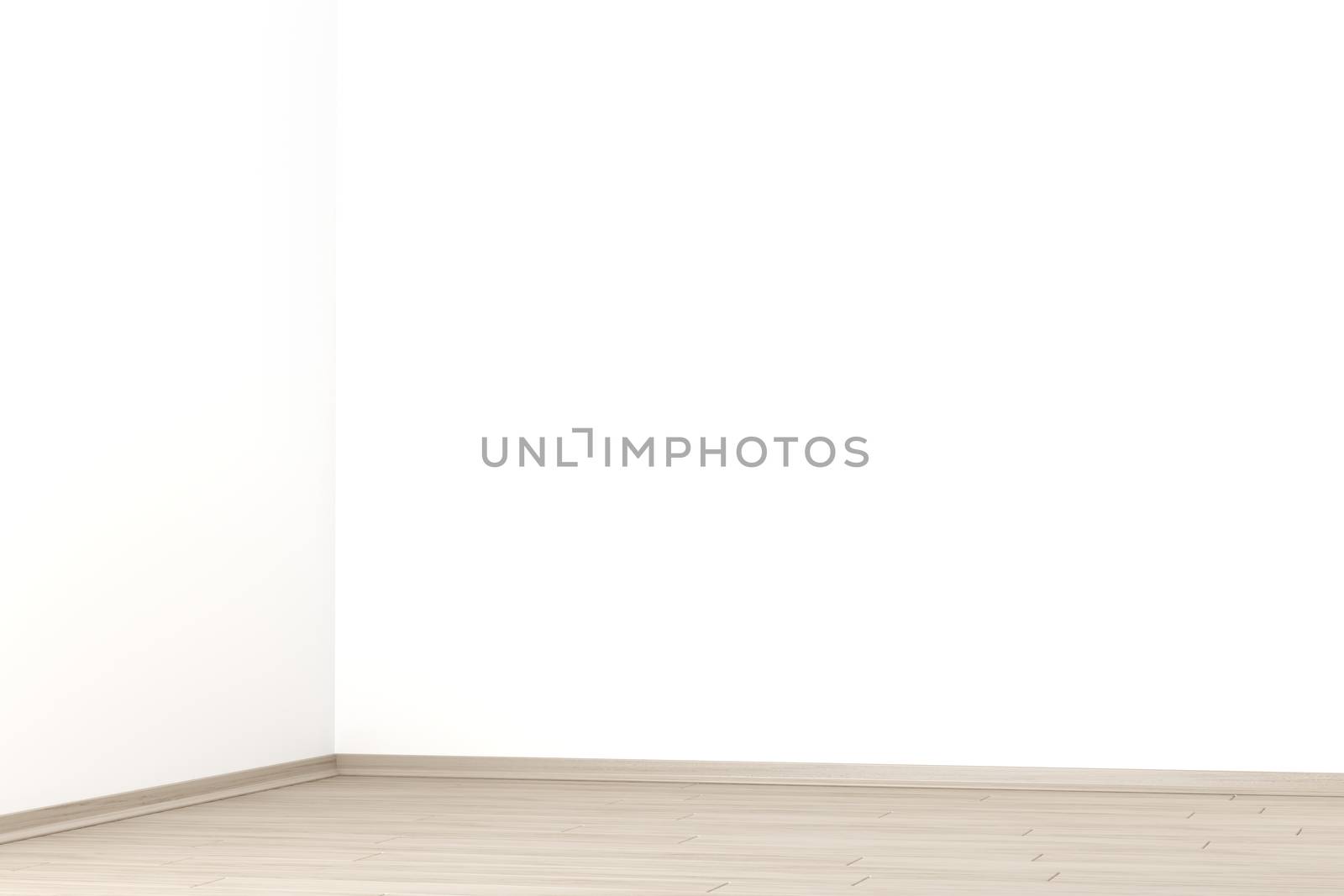 Empty room with laminate flooring and white wall