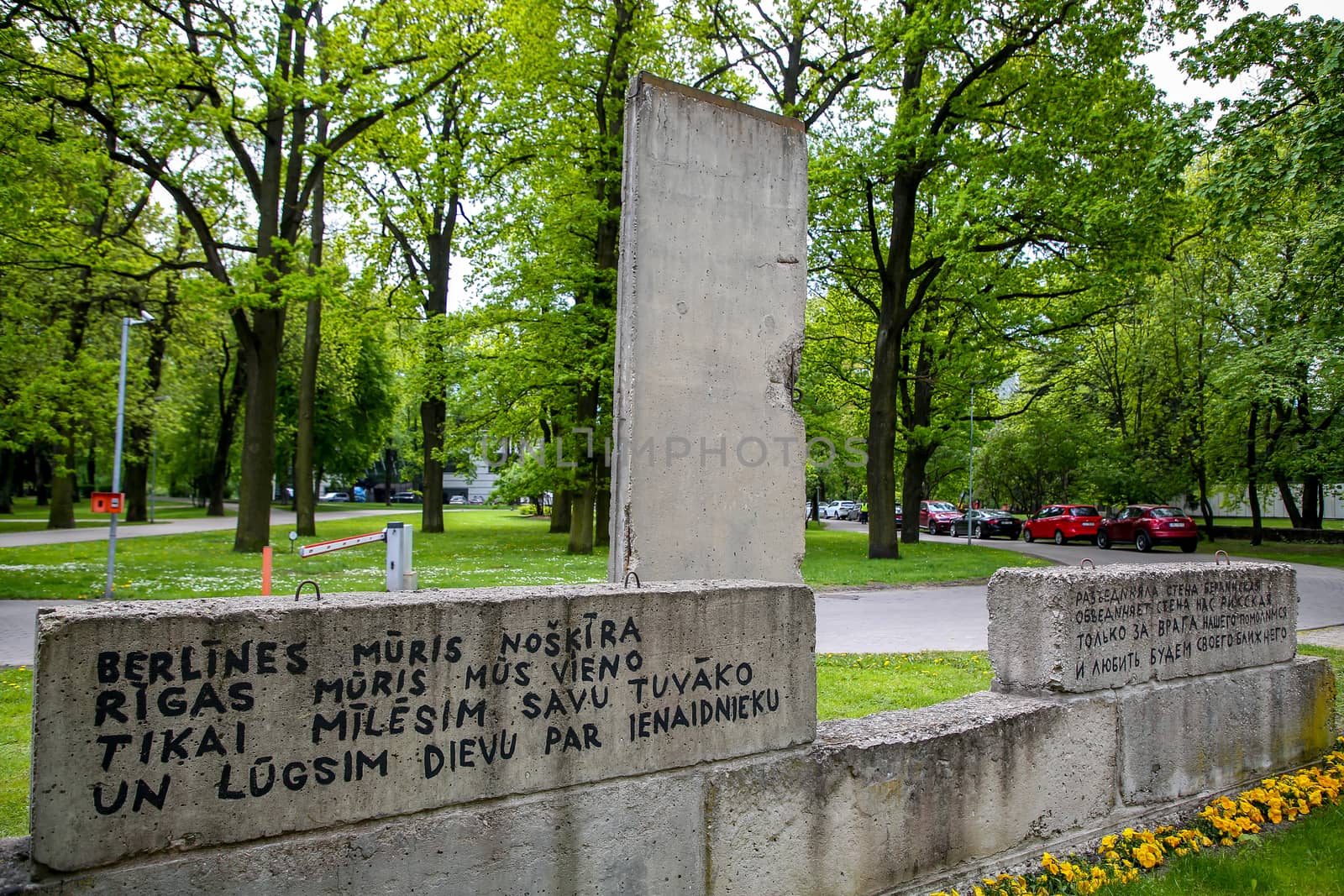 Fragment of Berlin wall in Riga, Latvia.