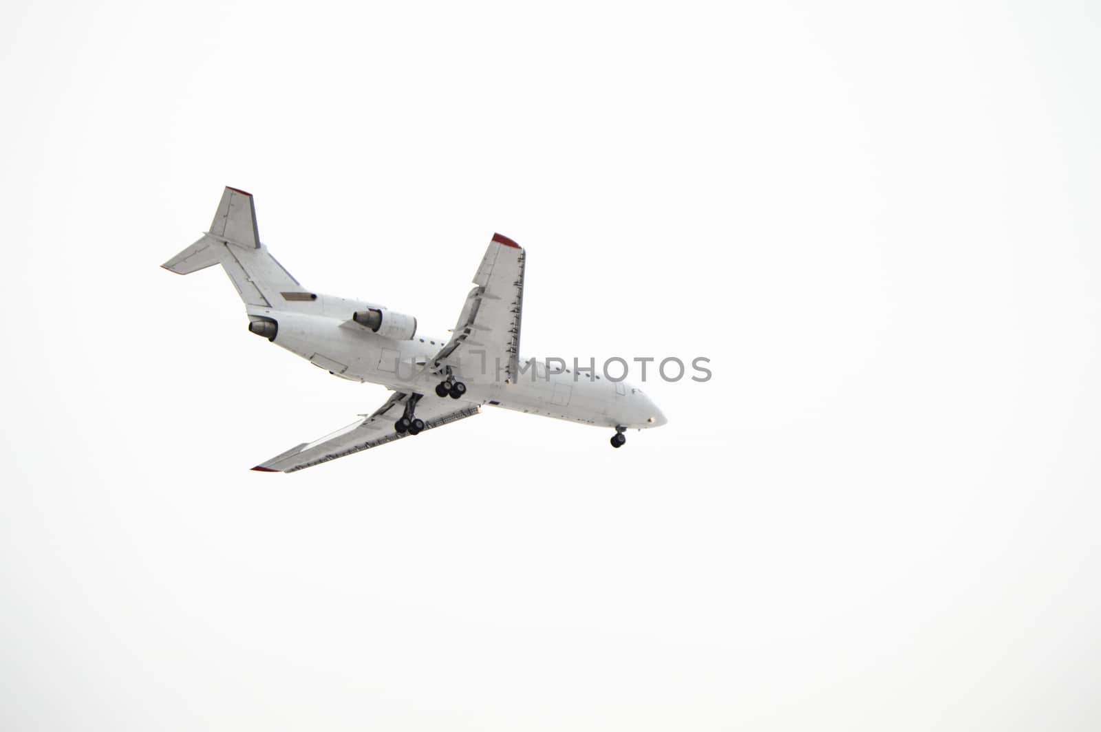Aircraft with landing gear isolated on white background by claire_lucia