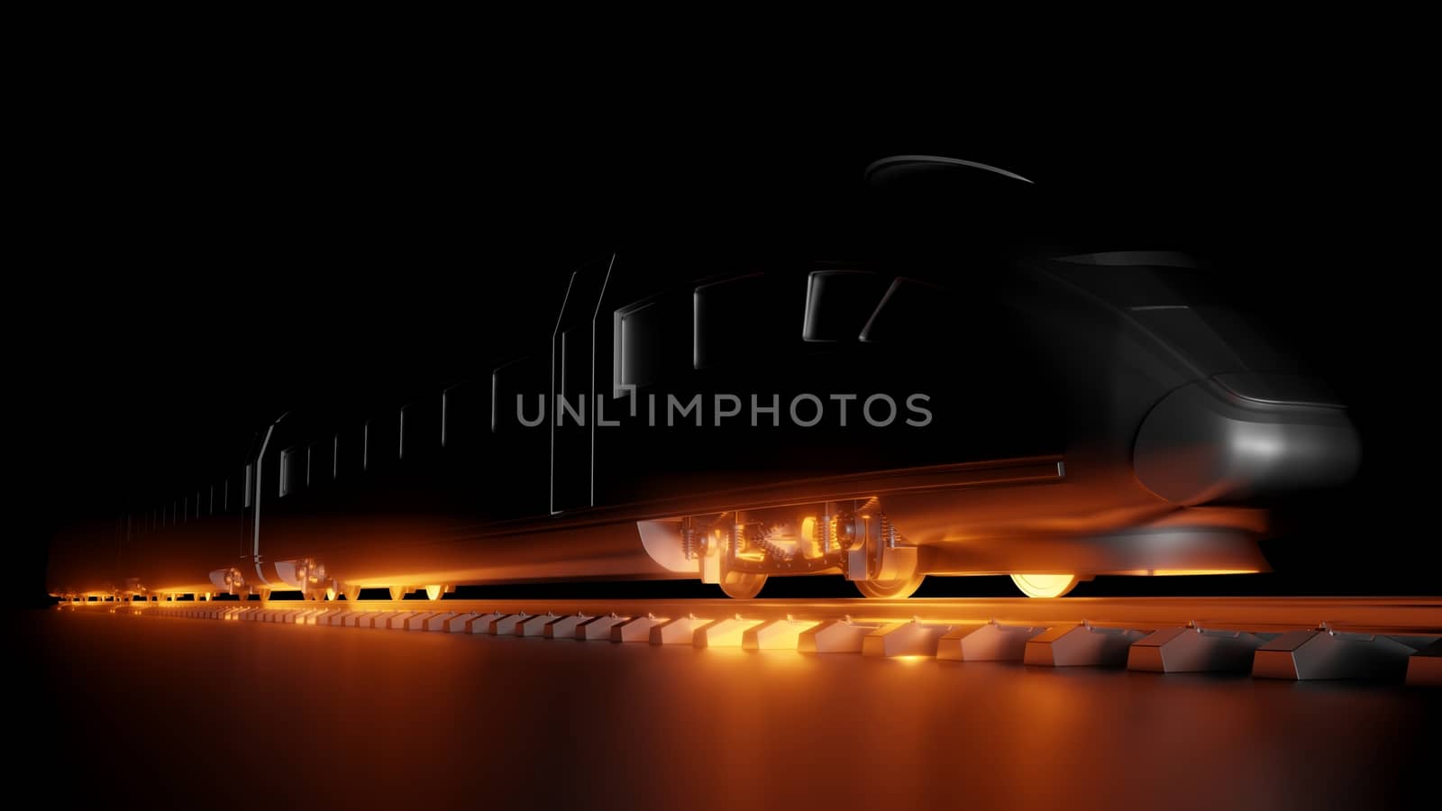 Abstract composition of night high-speed train by cherezoff