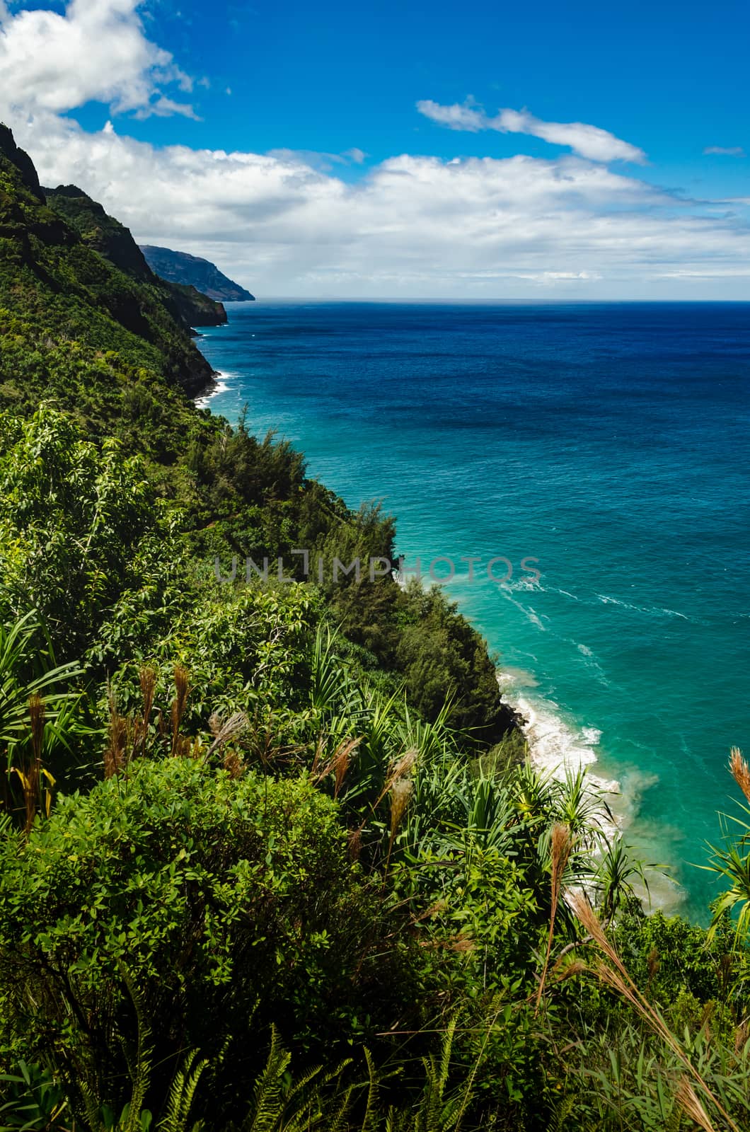 Stunning shore view from Kalalau Trail in Kauai, US by mikelju