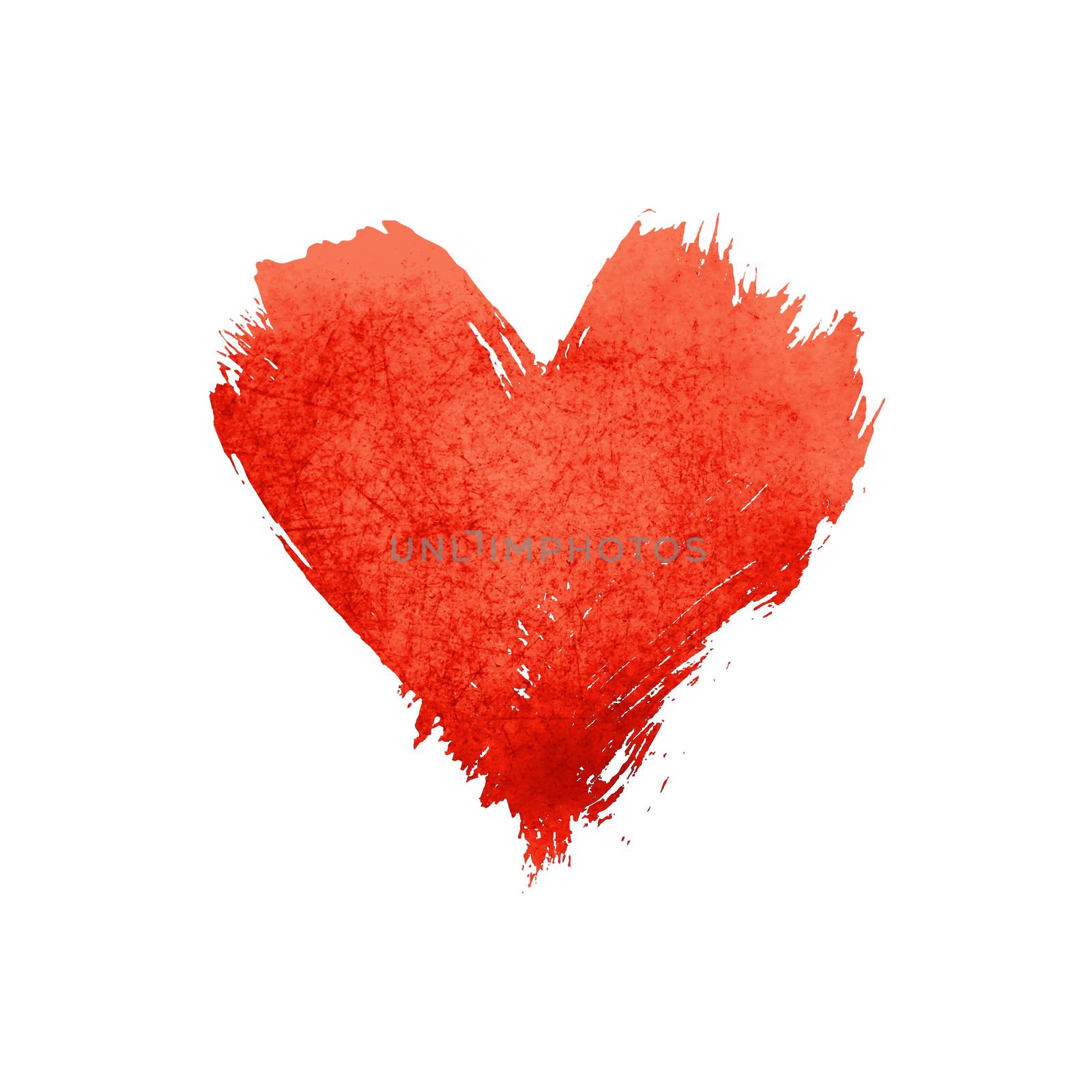 Red watercolor painted heart shape on white by BreakingTheWalls
