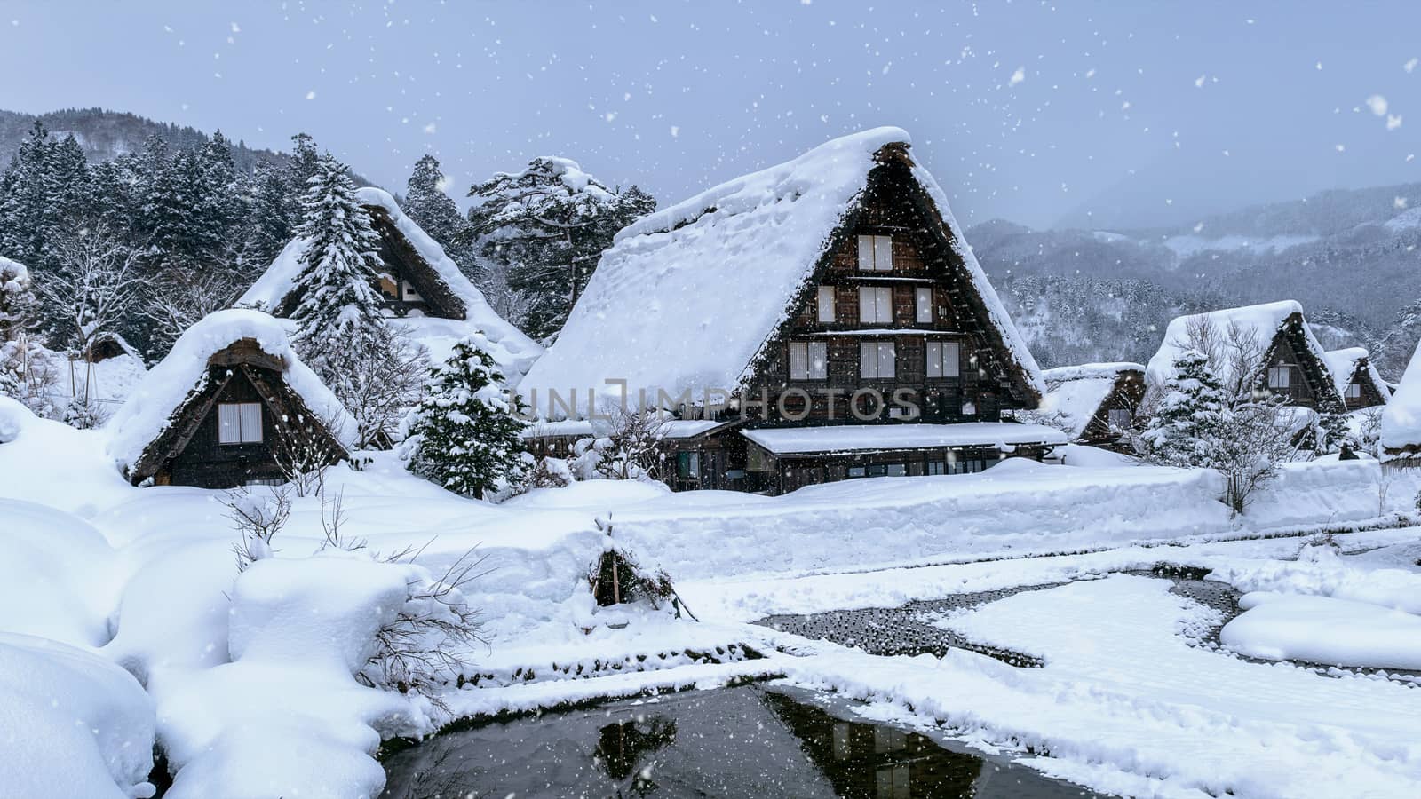 Shirakawago village in winter, UNESCO world heritage sites, Japan. by gutarphotoghaphy
