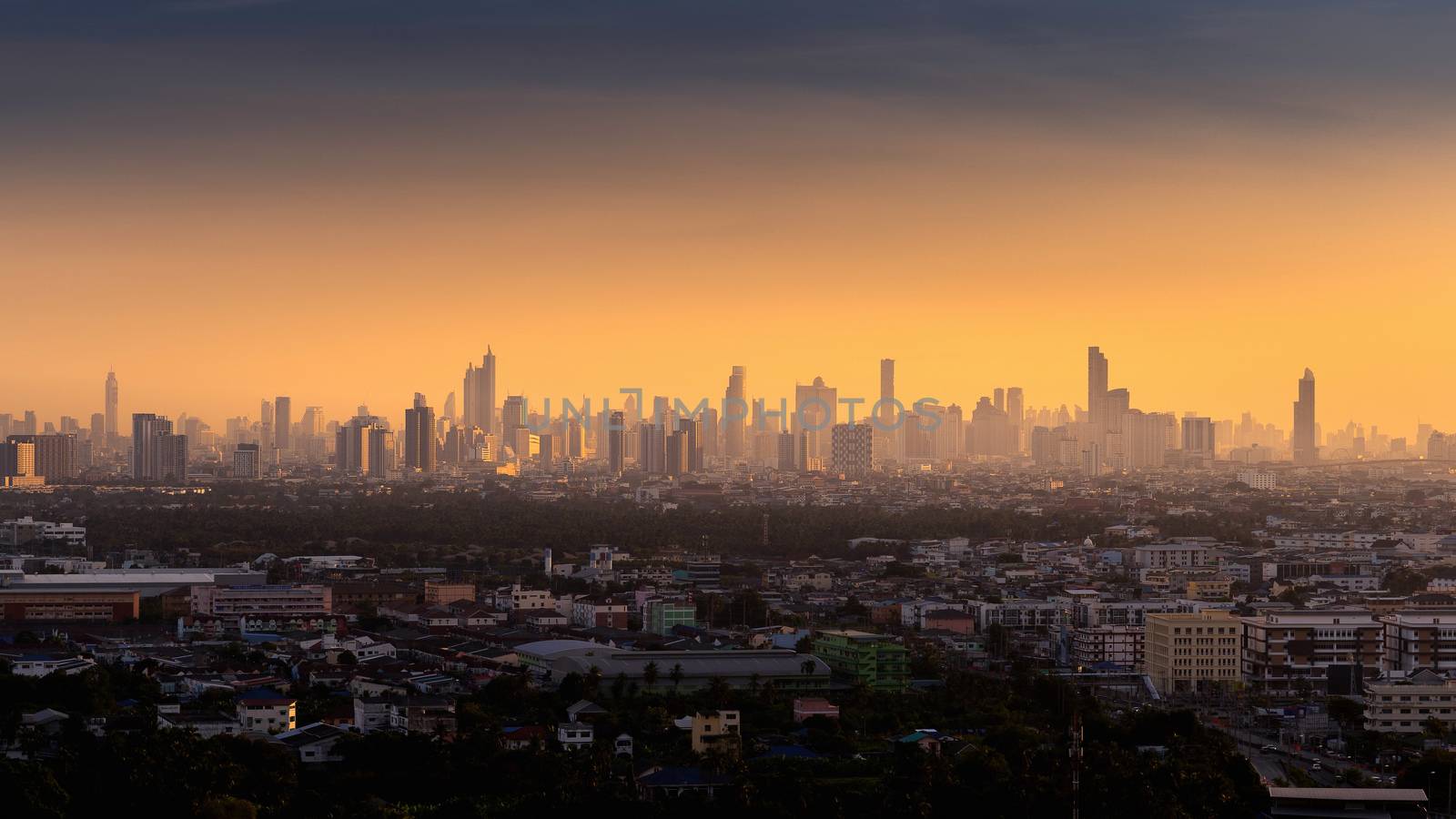 Bangkok city at sunrise, Thailand. by gutarphotoghaphy