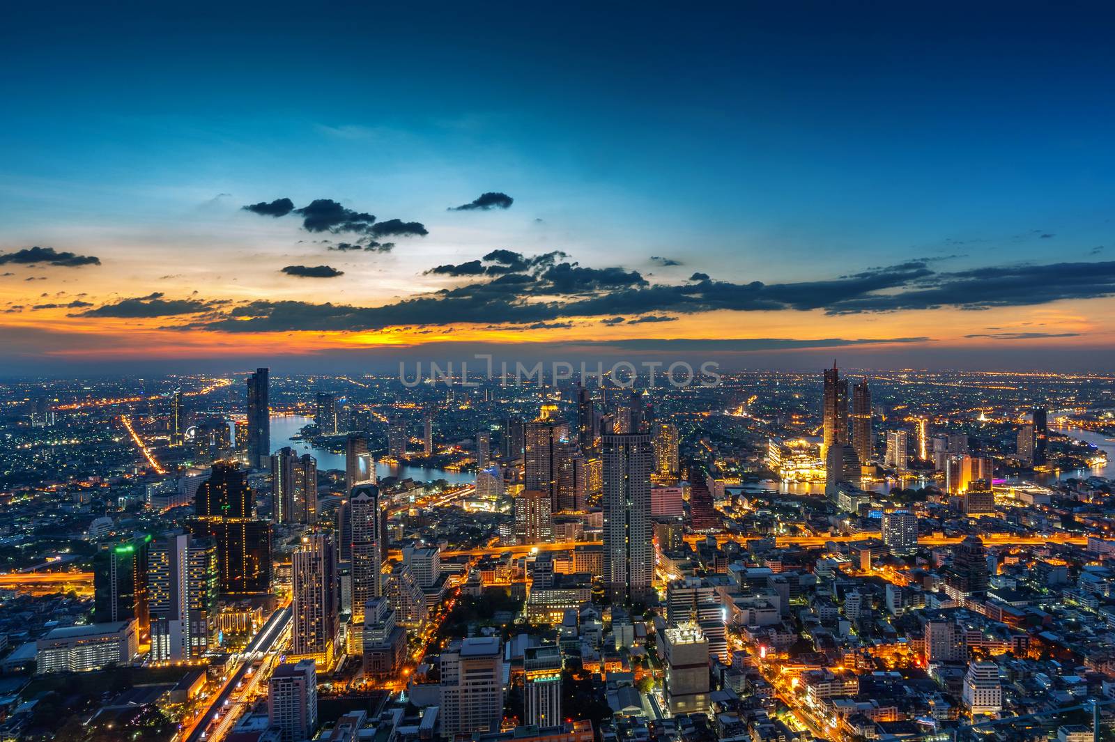 Aerial view of Bangkok cityscape, Thailand by gutarphotoghaphy
