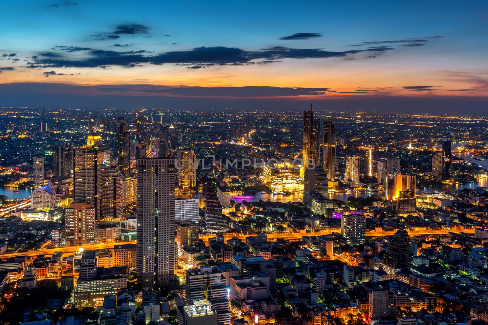 Aerial view of Bangkok cityscape, Thailand by gutarphotoghaphy
