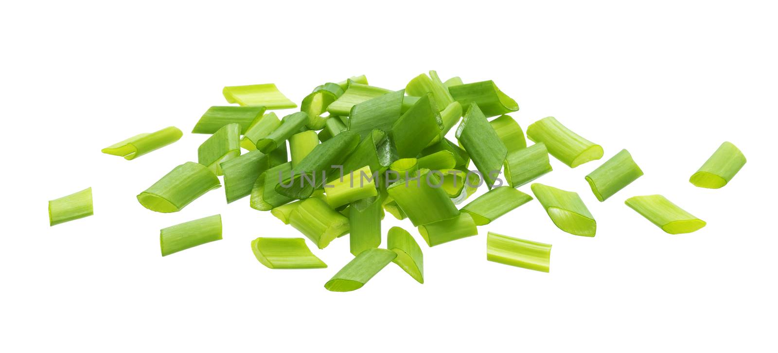 Chopped chives, fresh green onions isolated on white background by xamtiw