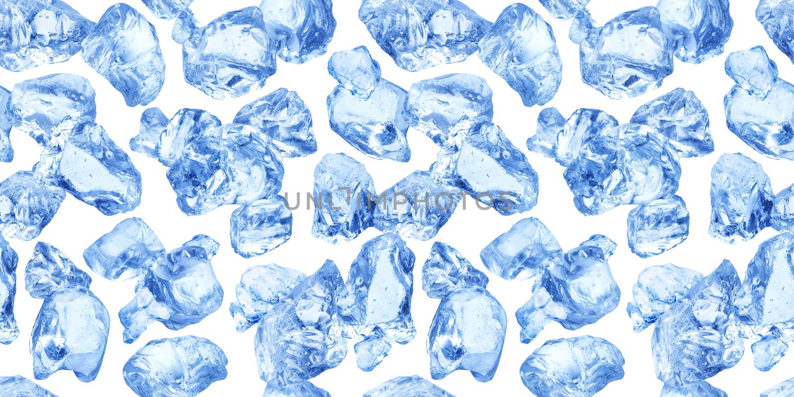 Seamless pattern of natural ice isolated on white background with clipping path
