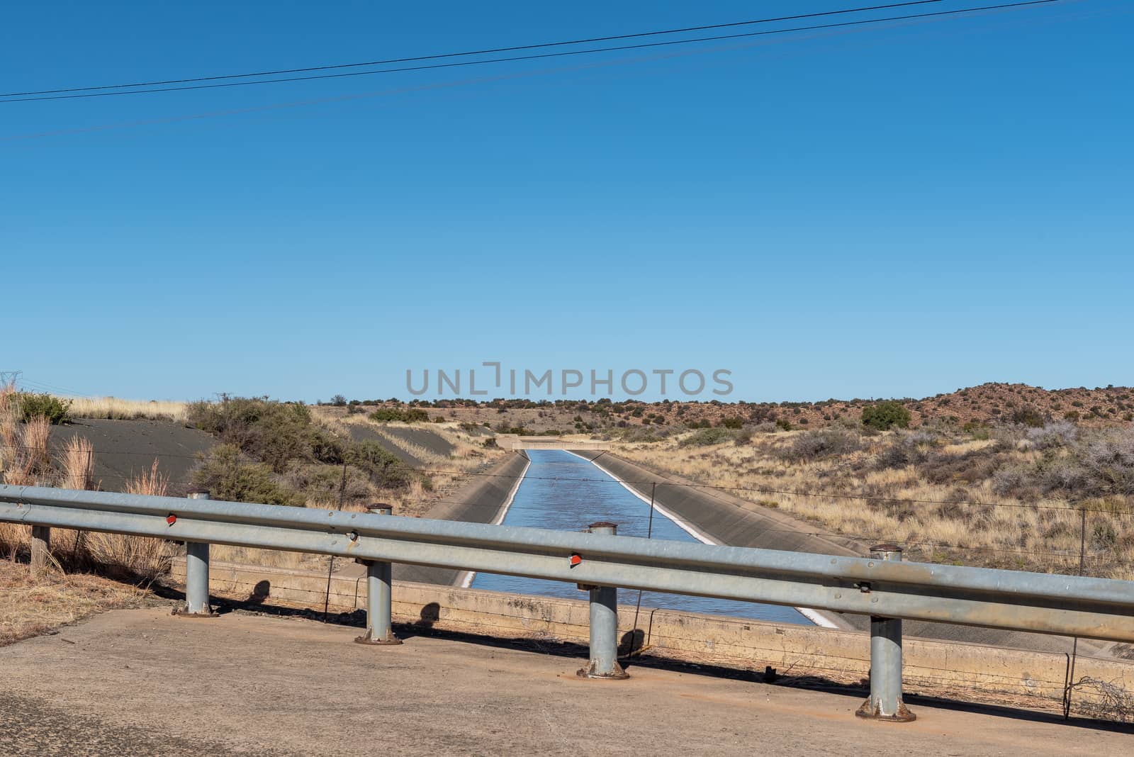 An irrigation canal, originating from the Vanderkloof Dam, near Luckhoff in the Free State Province