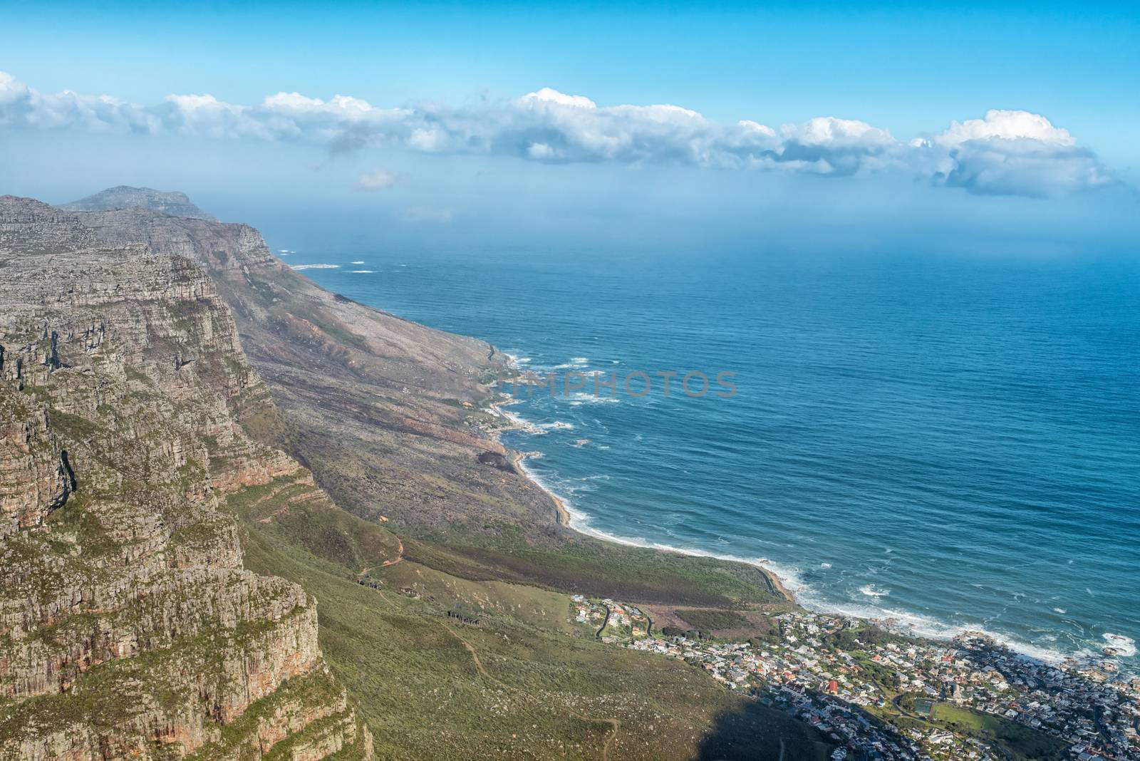 Bakoven and the Twelve Apostles in Cape Town as seen from the upper cable station on Table Mountain