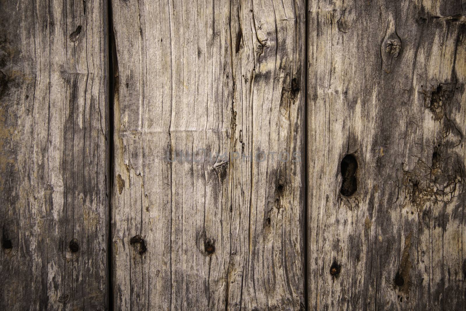 Old spoiled wood, detail of a wall decorated with abandoned wood