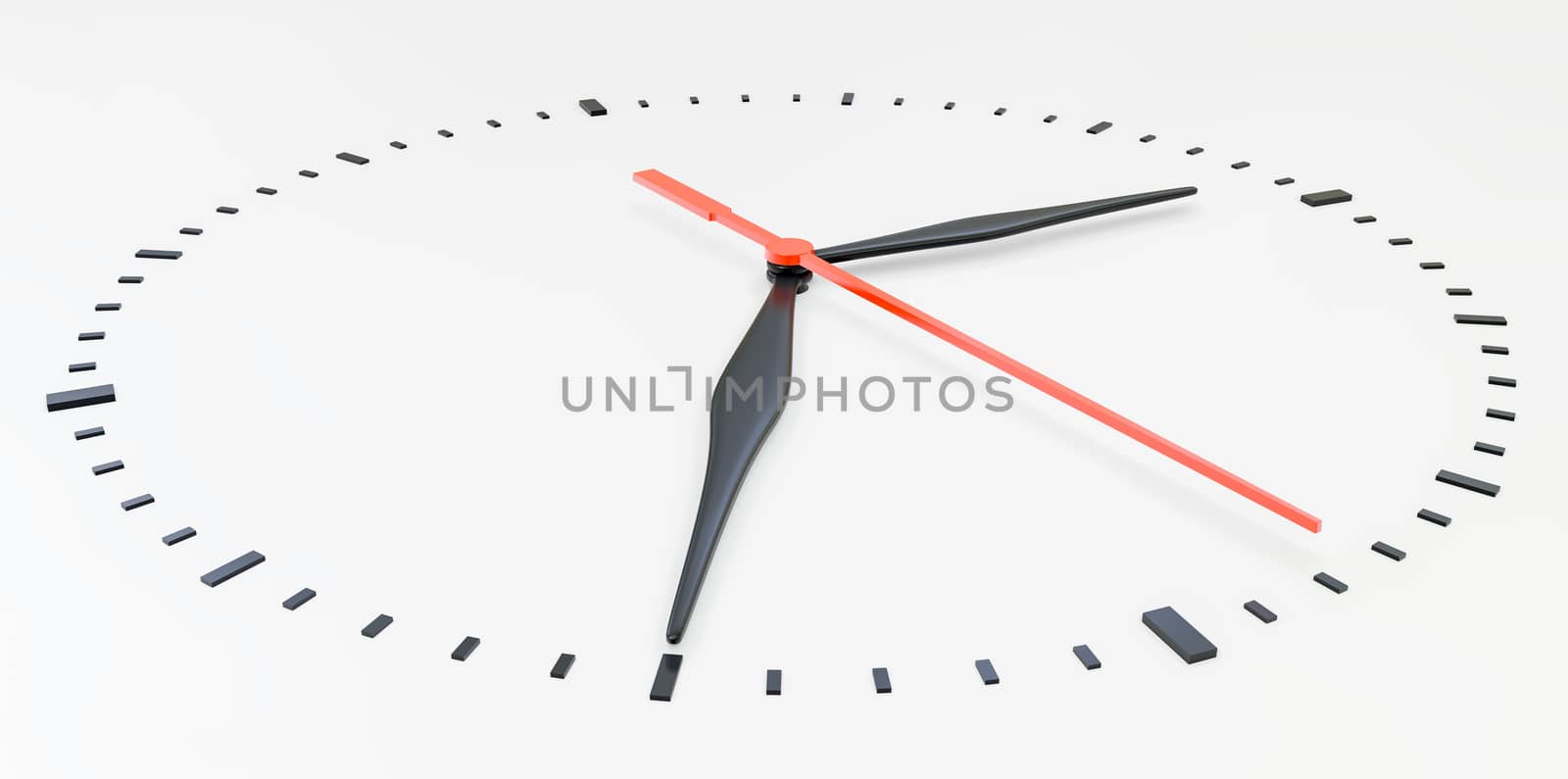 Clock face. Perspective view. Isolated on white background. 3D illustration