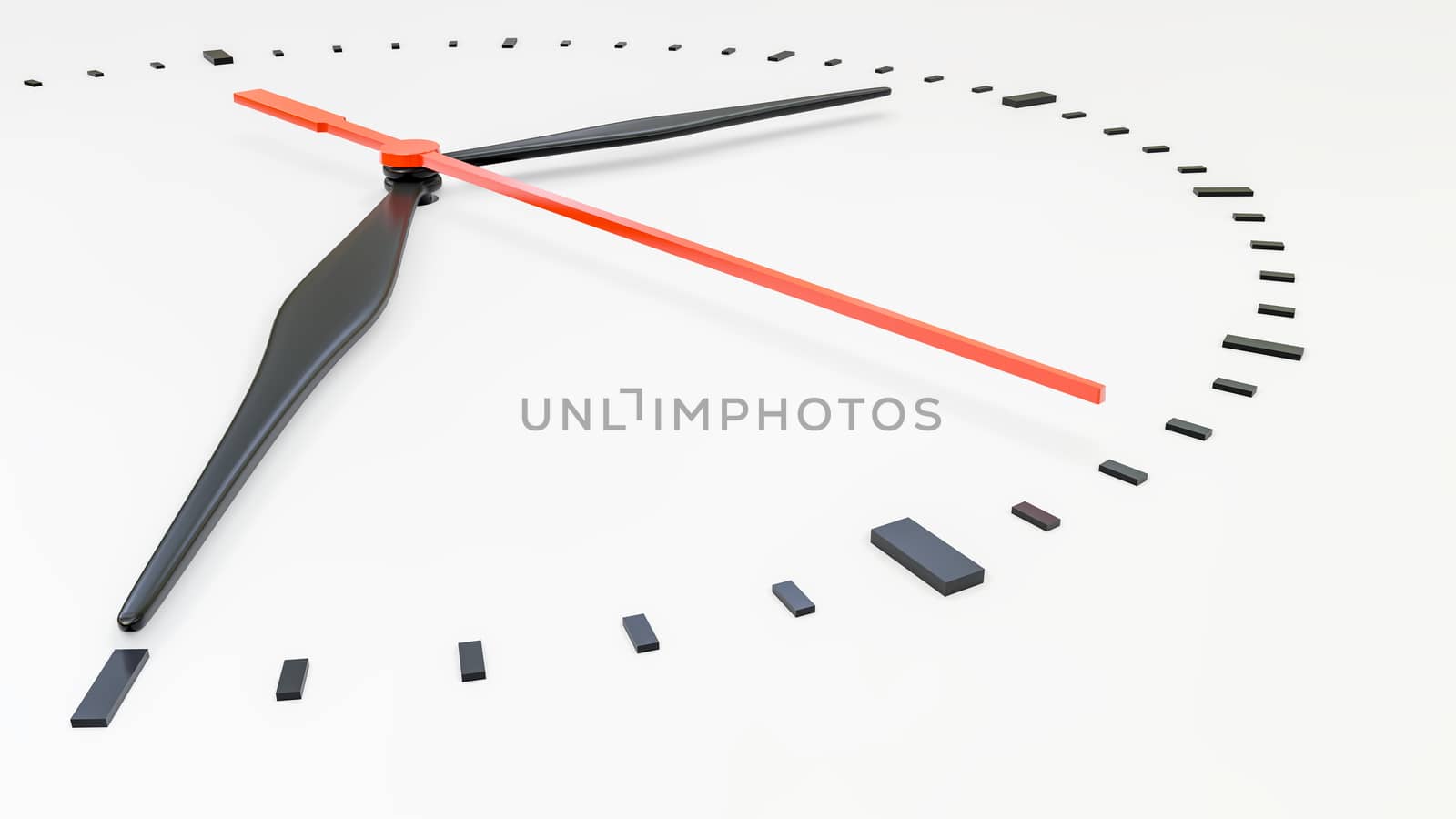 Clock face. Perspective view. Isolated on white background. 3D illustration