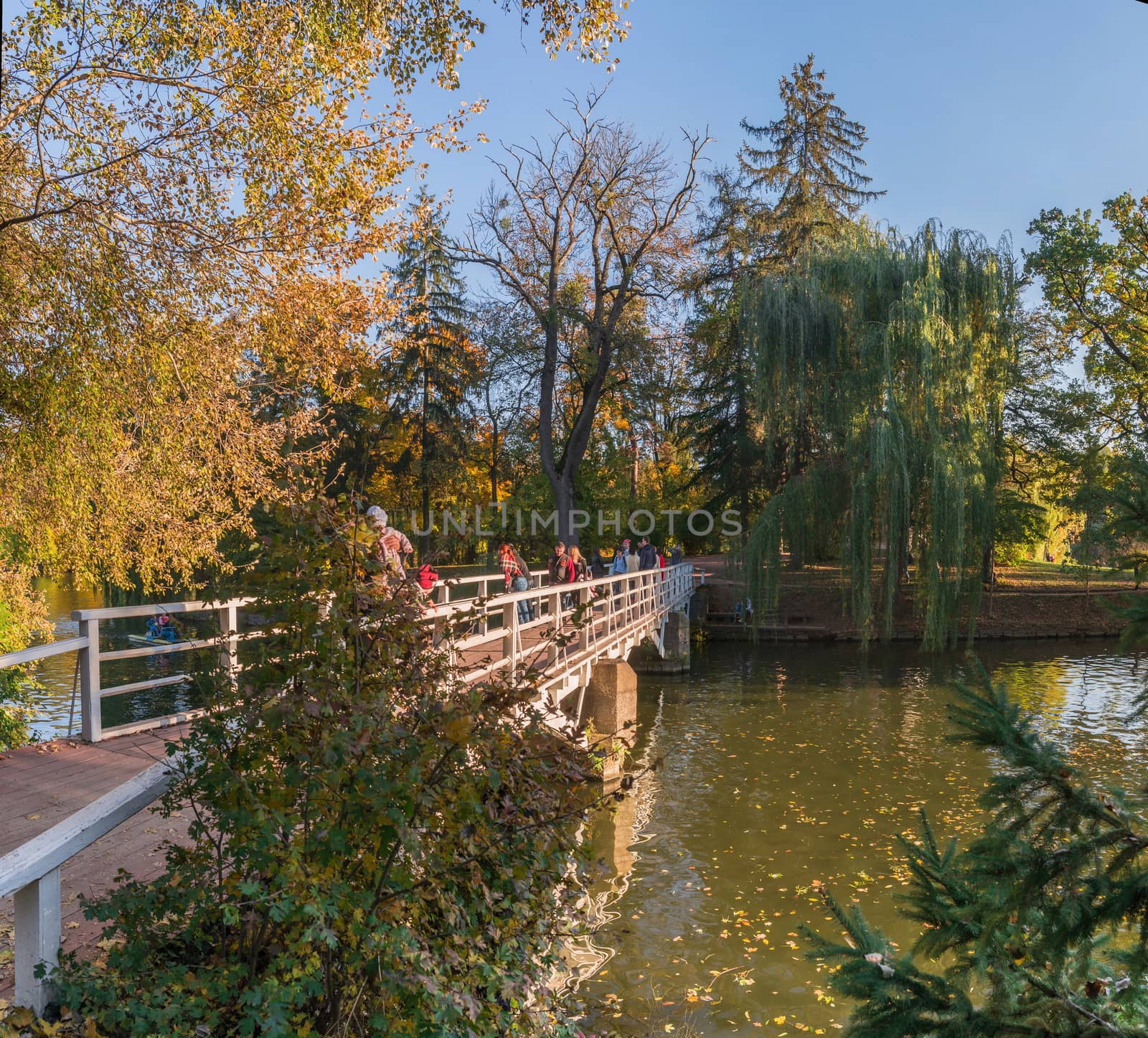 Uman, Ukraine - 10.13.2018. Amazing autumn at the Upper Pond in Sophia Park in Uman