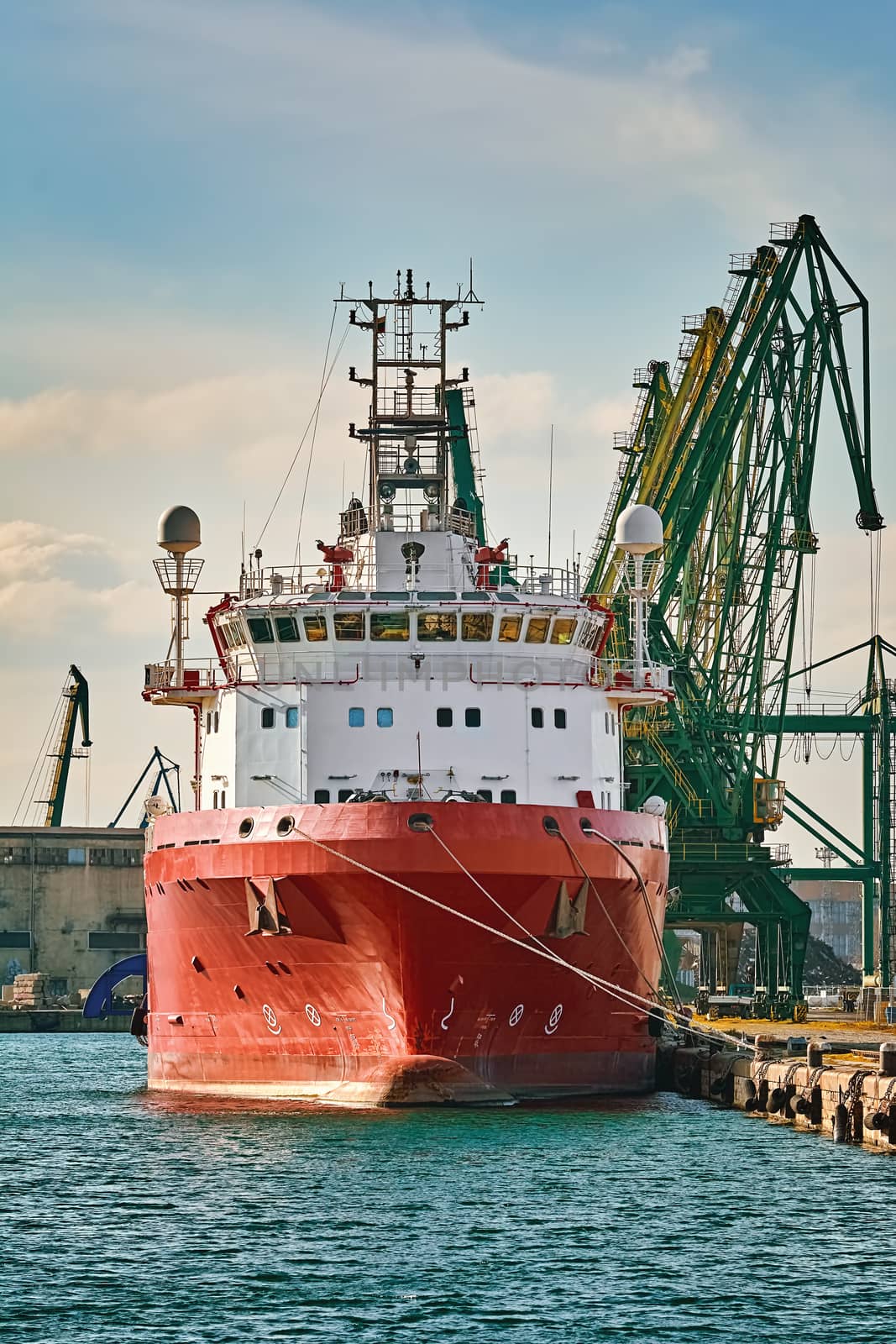 Offshore Supply Ship (Platform Supply Vessel) in the Port