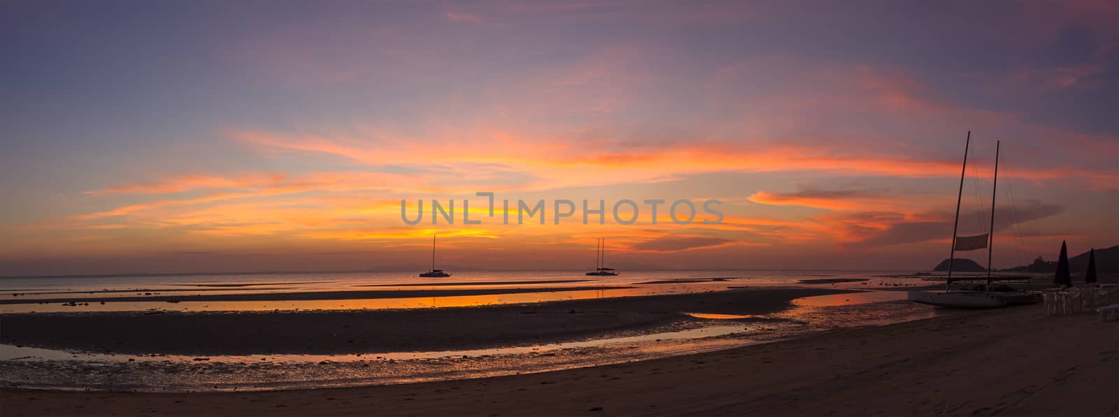 Panorama sky during sunset in the twighligth sky  by stoonn