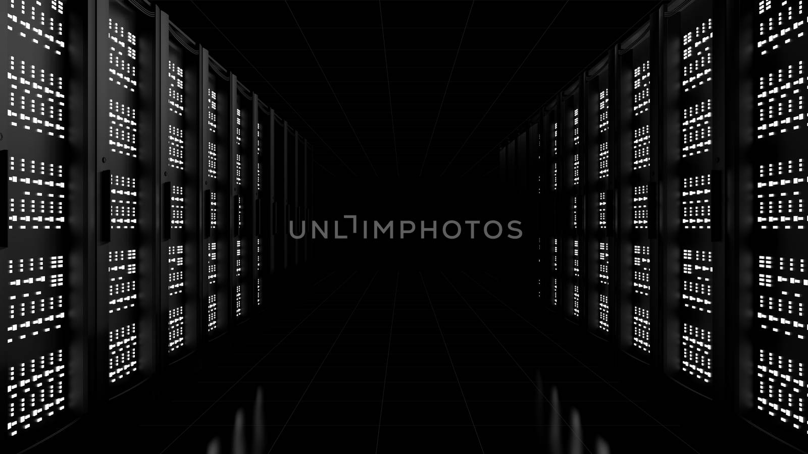 Network workstation servers on dark background by cherezoff