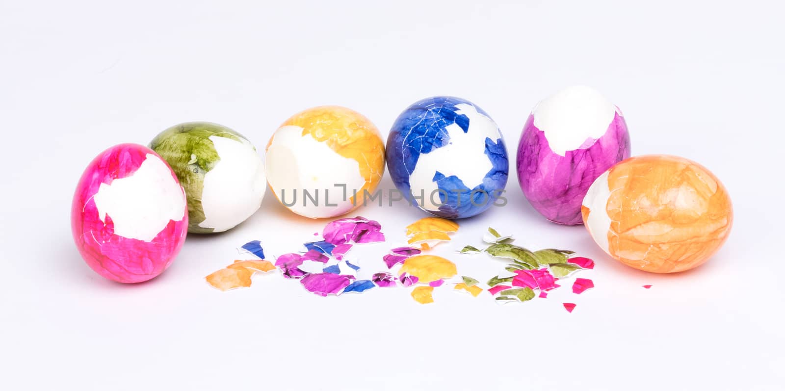 Painted eggs, easter - Isolated on a white background