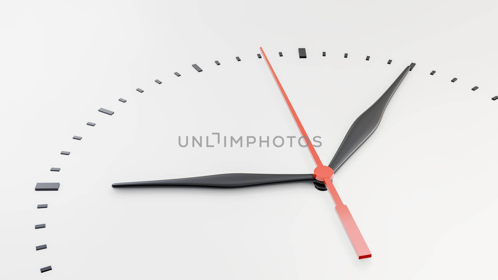 Clock face. Perspective view. Isolated on white background. 3D illustration