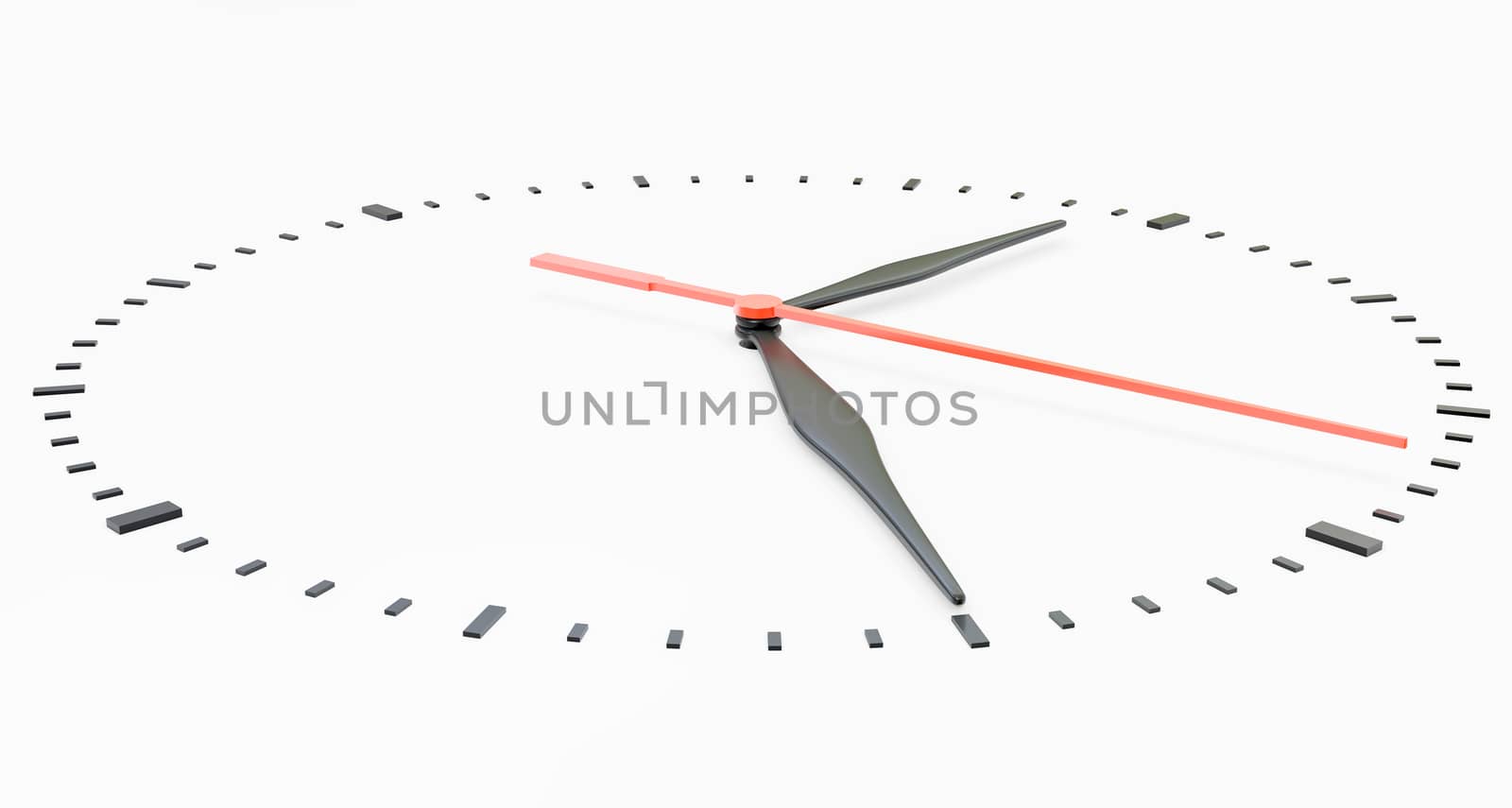 Clock face. Perspective view. Isolated on white background. 3D illustration