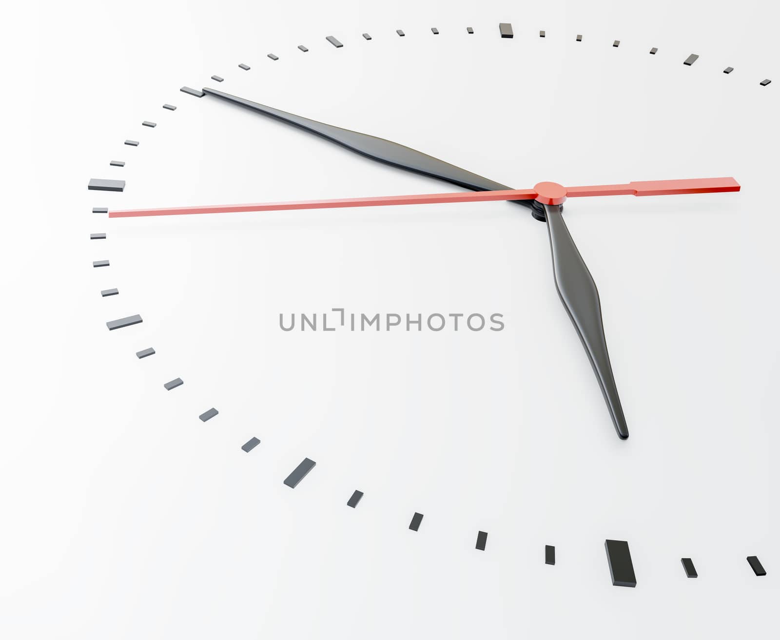 Clock face. Perspective view. Isolated on white background. 3D illustration