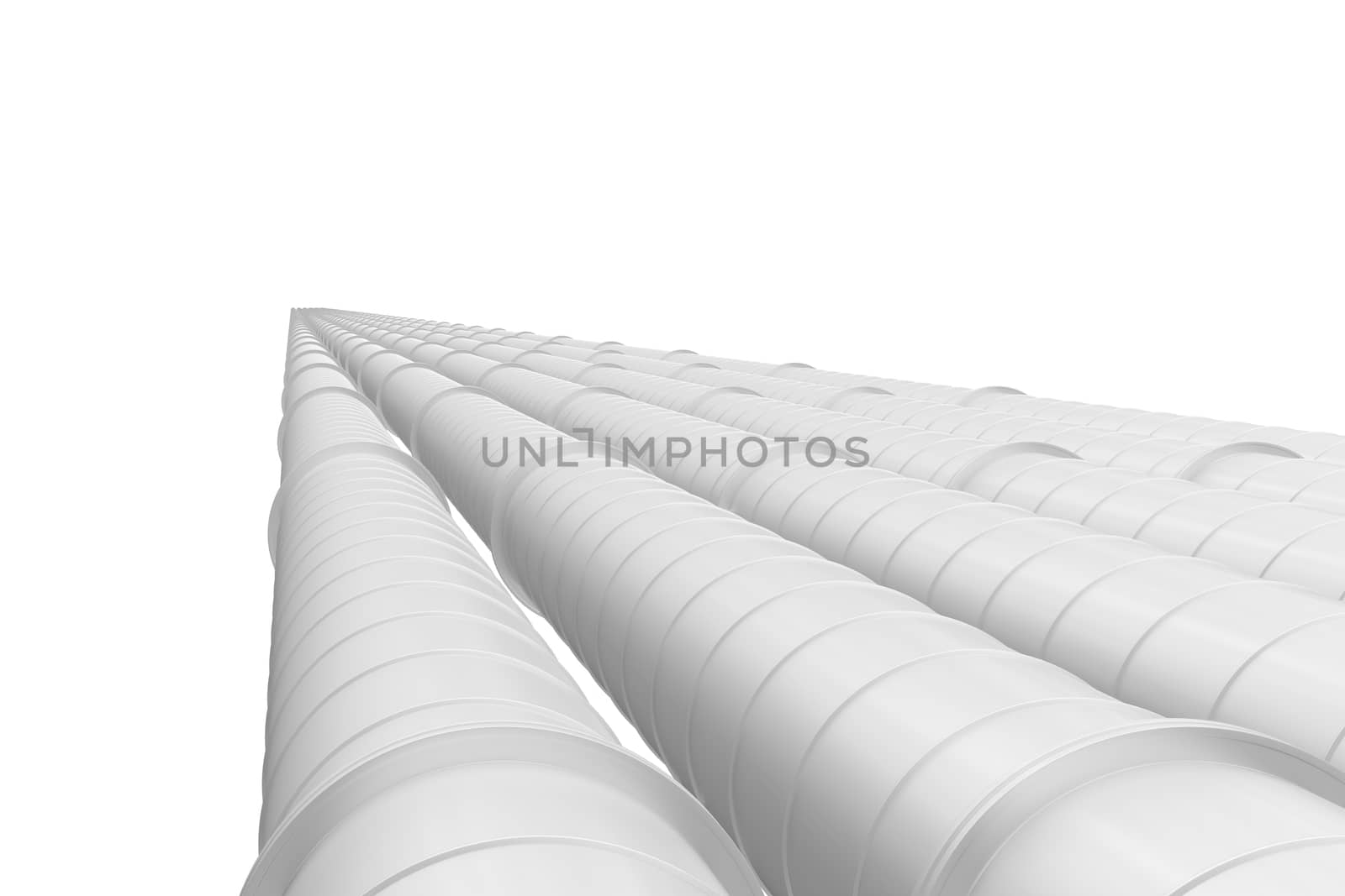 Row of white industrial pipelines isolated on white background by cherezoff