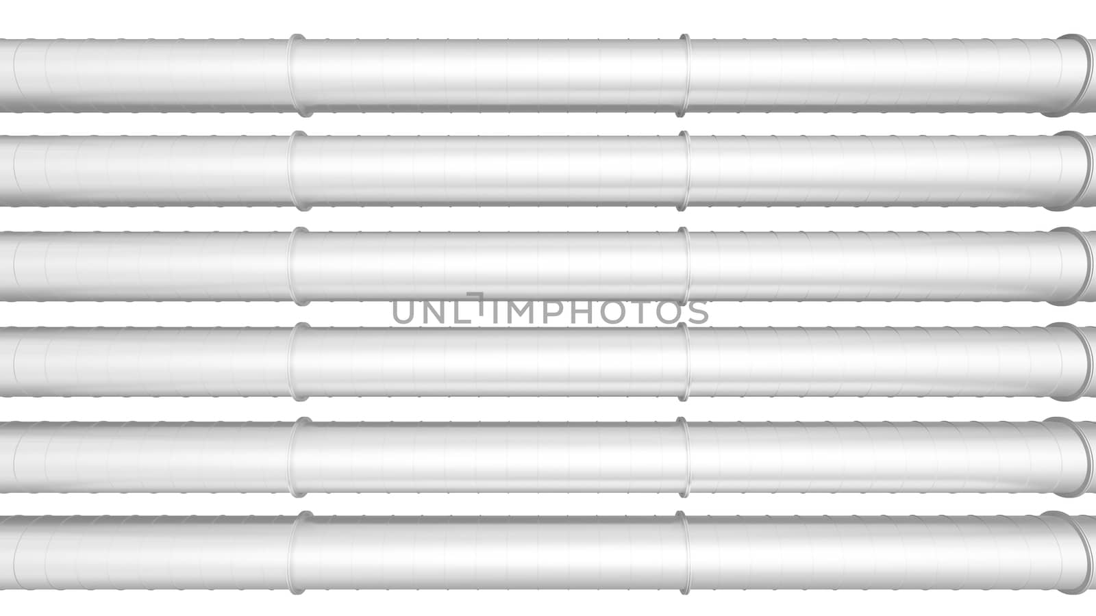 Row of white industrial pipelines isolated on white background by cherezoff