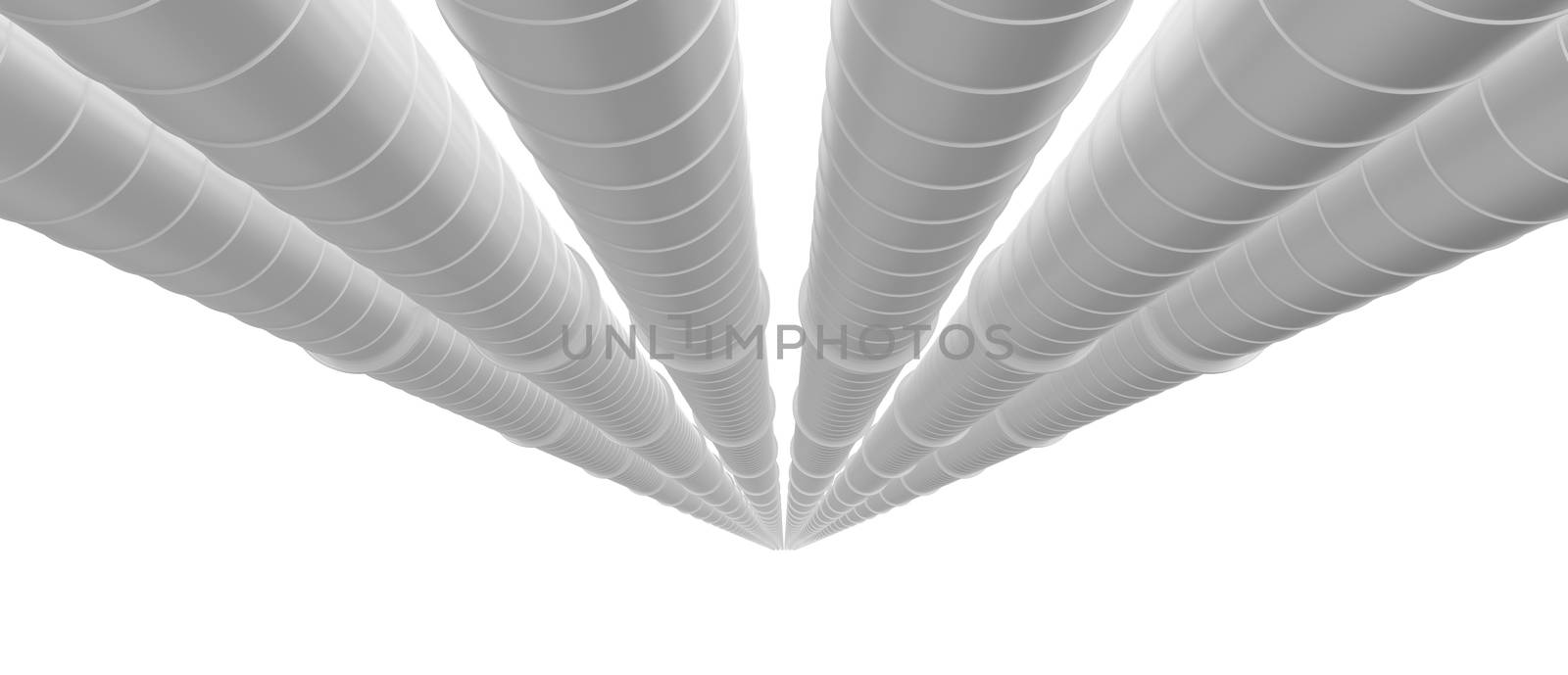 Row of white industrial pipelines isolated on white background by cherezoff