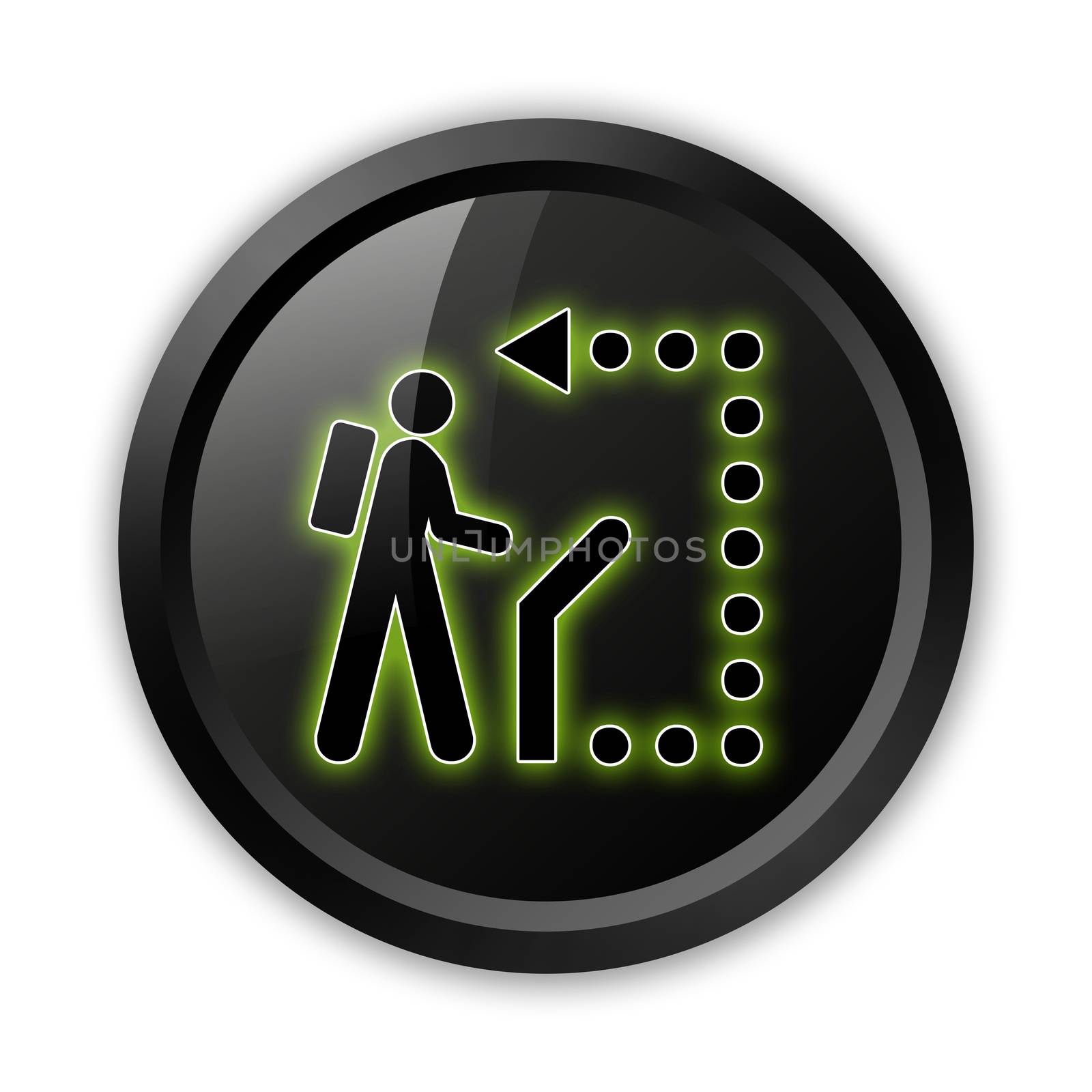 Icon, Button, Pictogram with Self-Guiding Trail symbol