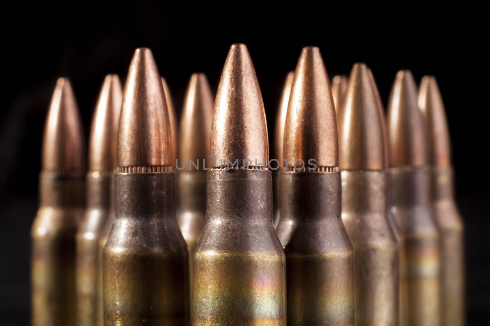 Bullets closeup on black backgrounds