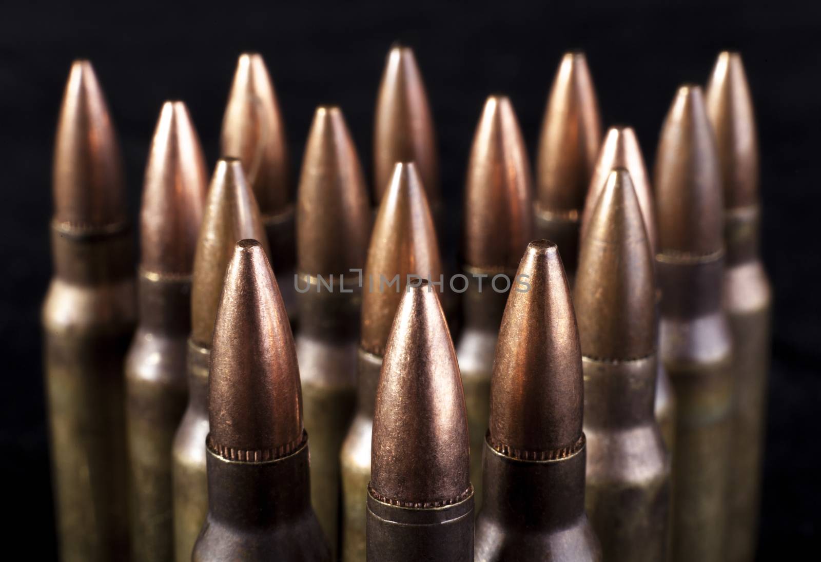 Bullets closeup on black backgrounds 